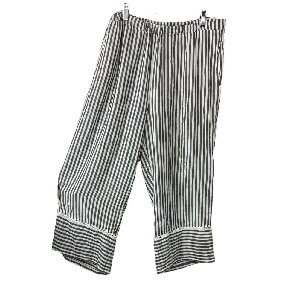 Aeropostal Women's Gray White Striped Wide-Leg Crop Pants Sz XL - Picture 4 of 8